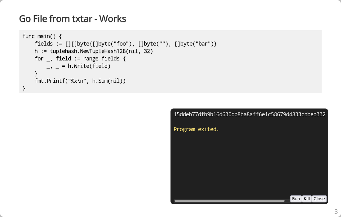 Screenshot of present running the code and printing some output.